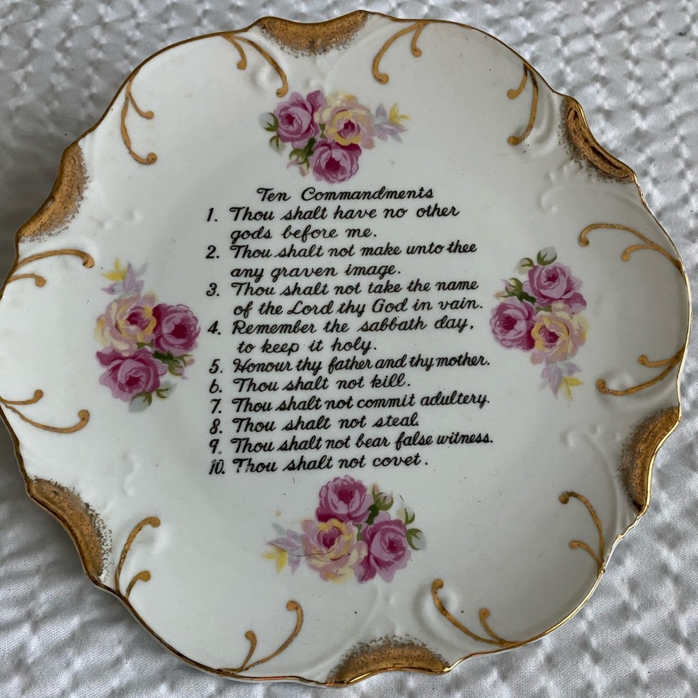 Ten Commandments  Vintage Hanging Plate
